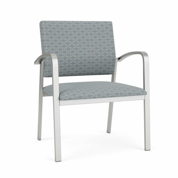 Newport Wide Guest Chair Metal Frame, Silver, RS Fog Upholstery, Lesro, Mfr#: NP1201